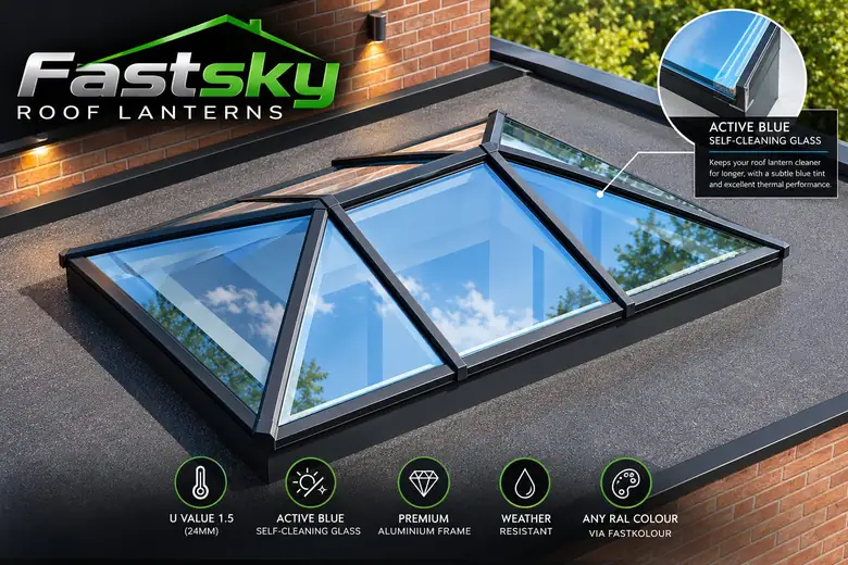 FastSky roof lantern with Active Blue self-cleaning glass