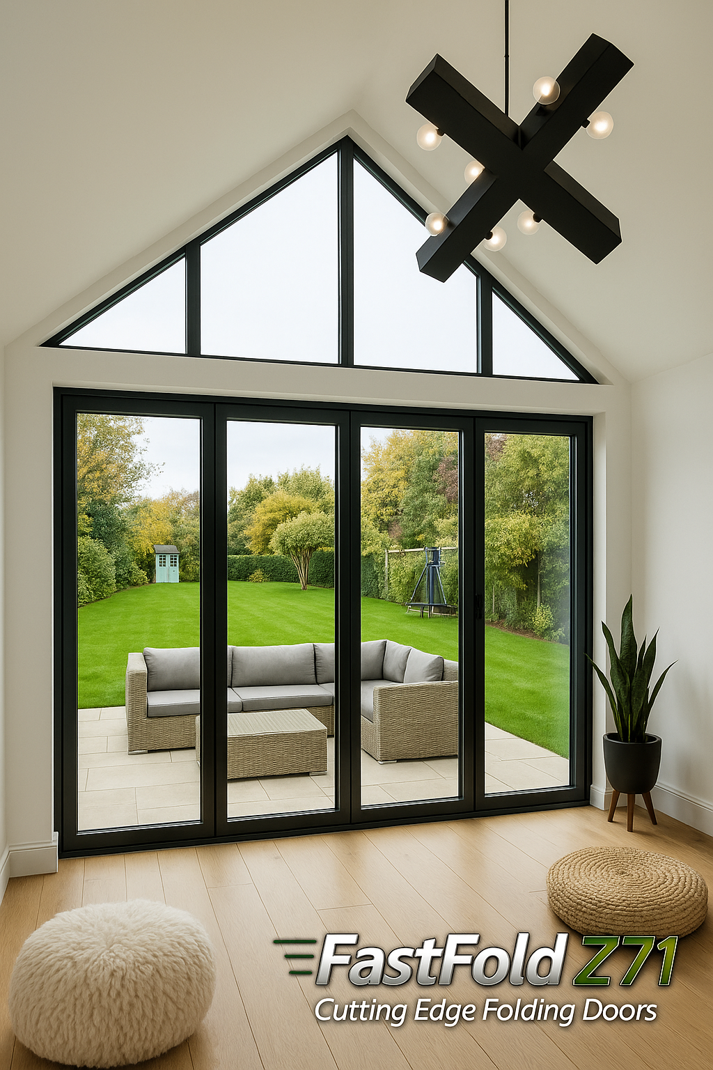 Aluminium French doors with gable glazing