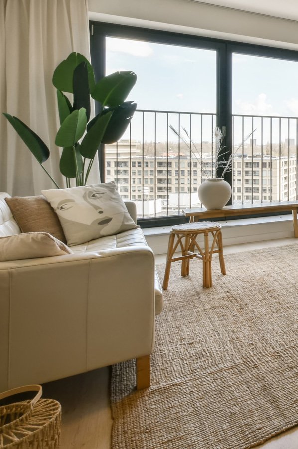 Bright living room with aluminium windows