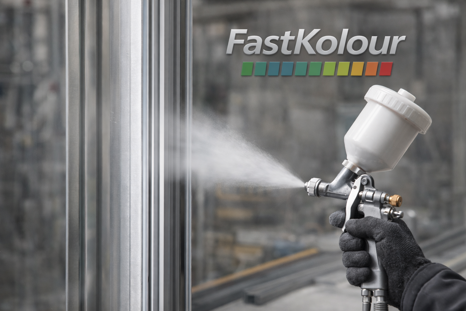 FastKolour in-house spray painting of an aluminium frame